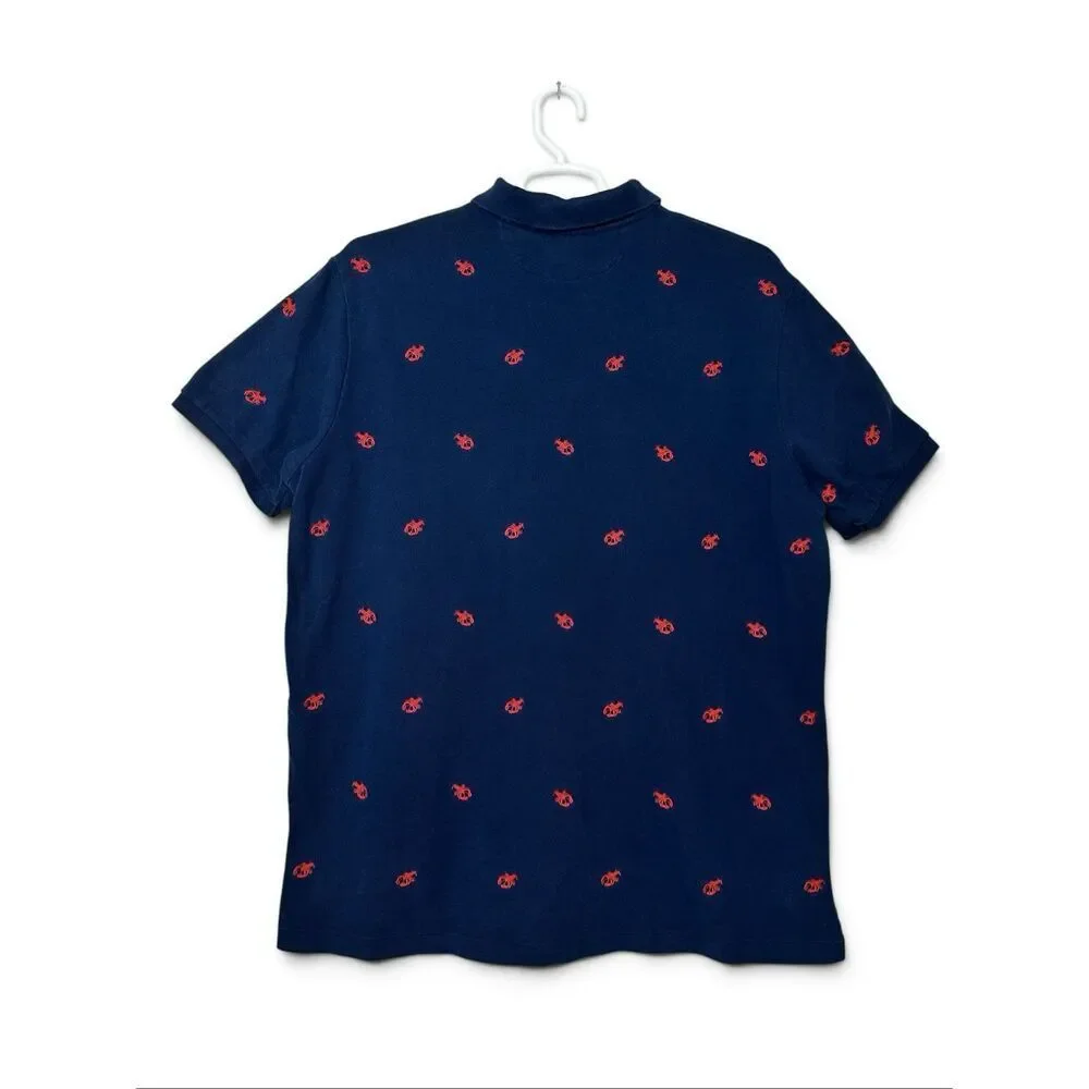 Polo Ralph Lauren Lobster Print Polo Shirt XXL Navy Red Embroidered Preppy